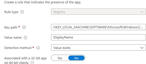 When you're finished setting the requirement <b>rules</b>, select OK. . Intune detection rule registry example
